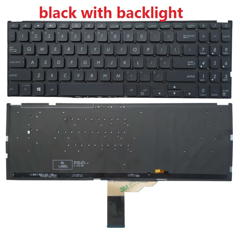US laptop Keyboard for ASUS Vivobook X512 X512D X512FA X512DA X512UA X512UB F512DA F512DA-WH31 F512FA F512FA-AB34 F512UA X509J: black with backlit