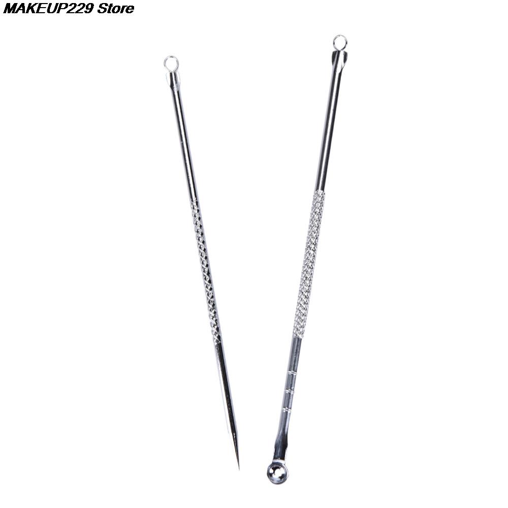 2Pcs Silver Blackhead Comedone Acne Pimple Blemish Extractor Remover Stainless Needles Remove Tools Pore Cleaner Face Skin Care