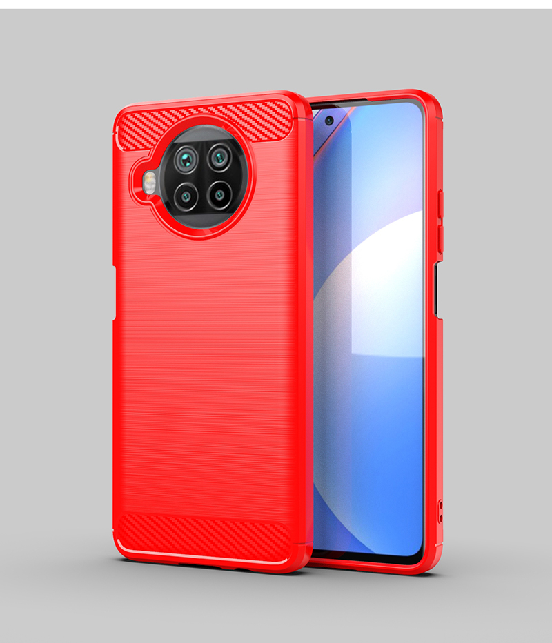 Para Xiaomi Mi 10T Lite 5G funda de silicona de fibra de carbono para Xiaomi 11T Pro 12 10T 10 11 Lite funda para Xiaomi Mi 10T Lite: Microfibra / Rojo