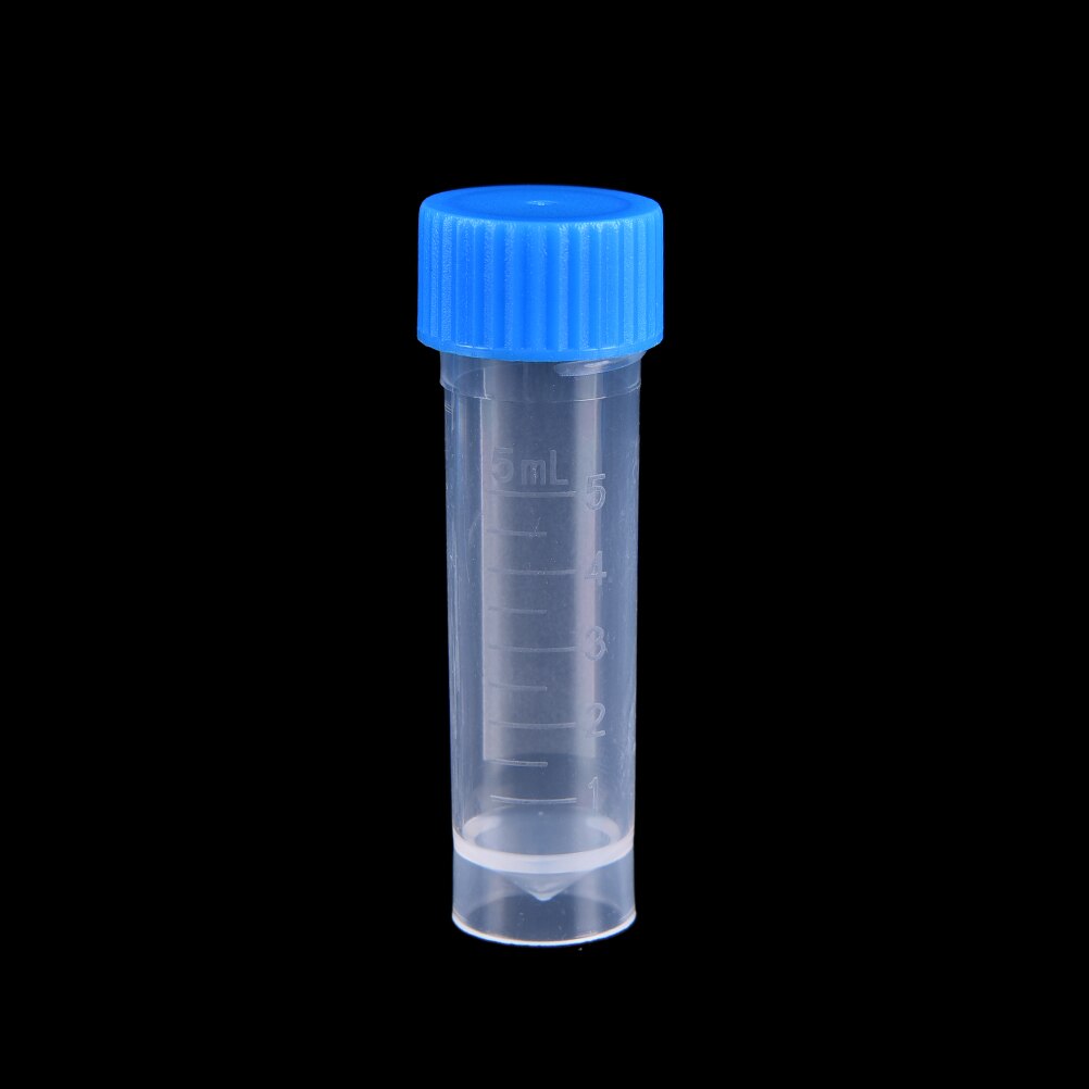 50pcsx 5ml Chemistry Plastic Test Tubes Vials Seal Caps Pack Container for Office School Chemistry Supplies