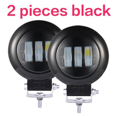 AILEO-luces led para coche, barra de luz de trabajo de 12V, 24V, 30W, 6000k, todoterreno, ATV, yate, 4x4: 2 pcs Circle black