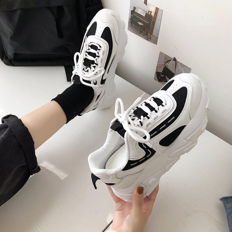 Women Shoes Running Sneakers Women Vulcanize Comfortable Shoes Platform Sneakers Multicolor Basket Femme E14-52