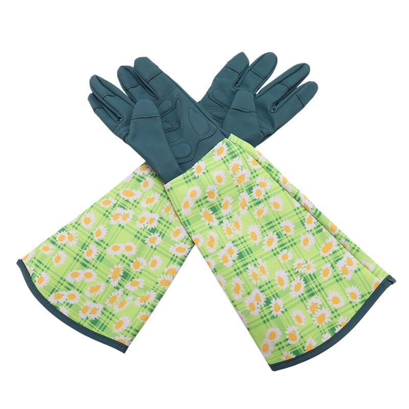 Guantes de jardinería/guantes de poda con cuchillas, manga larga de poliéster impreso para jardinería, protección, herramientas resistentes a puñaladas, T