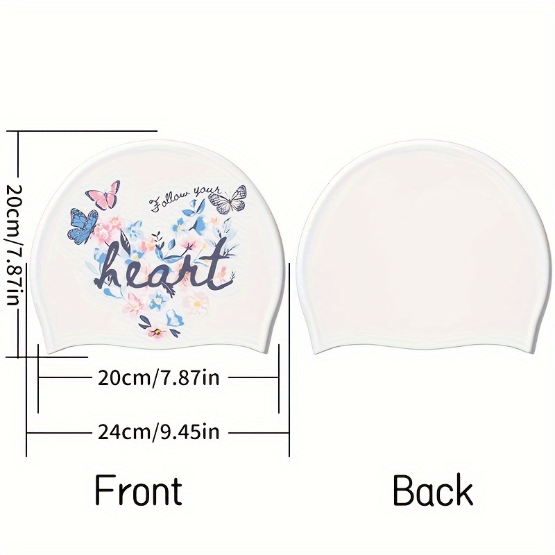 Stylish Silicone Swimming Cap Waterproof No Leaking Printed Swim Cap Shower Pool Keep Hair Dry