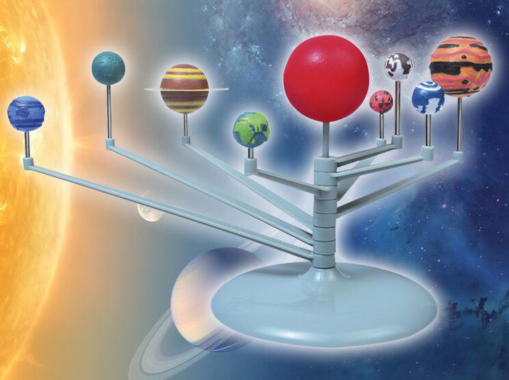 Børn sjove populære 3d plastikplaneter videnskab solsystem model samle legetøj uddannelse
