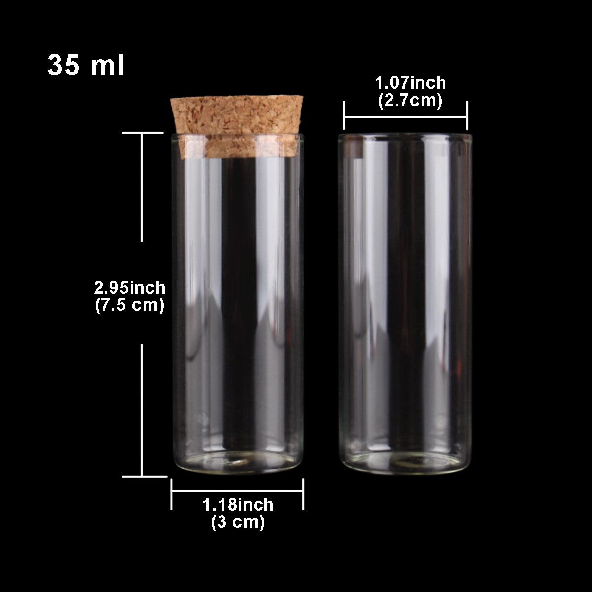 15ml/25ml/30ml/35ml/40ml/45ml/50ml/55ml/60ml/80ml/100ml små provrör i glas med korkpropp flaskor burkar injektionsflaskor 24 st: 35ml(30 x 75mm)