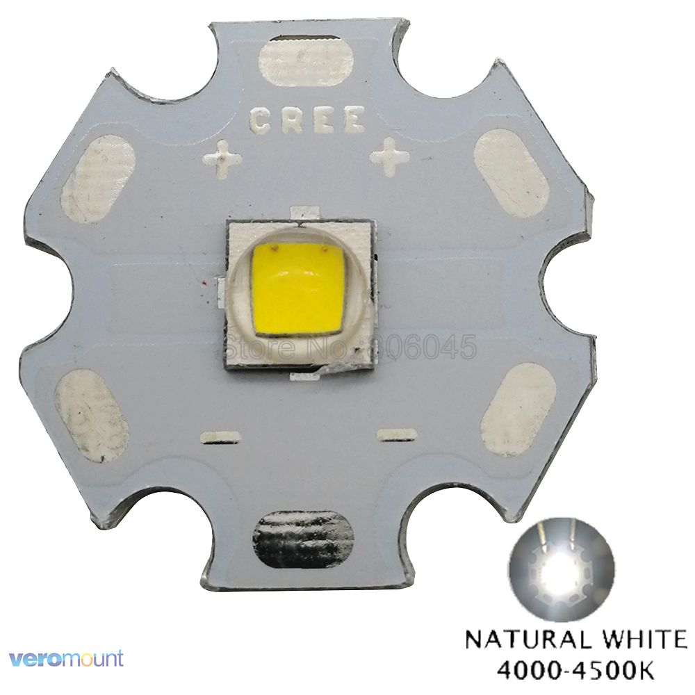 Cree XLamp XM-L2 XML2 T6 10W Neutral White 4500K High Power LED Light Emitter Bead for flashlight 16mm or 20mm Black / White PCB: White Aluminum PCB / 14mm PCB