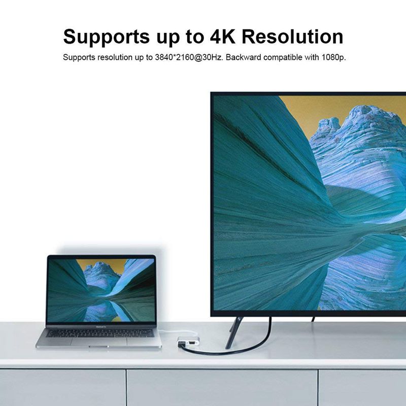 Usb c til hdmi + vga, usb type c (thunderbolt 3- kompatibel) til hdmi 4k+ vga-adapter, kompatibel macbook pro/chromebook pixel/dell x