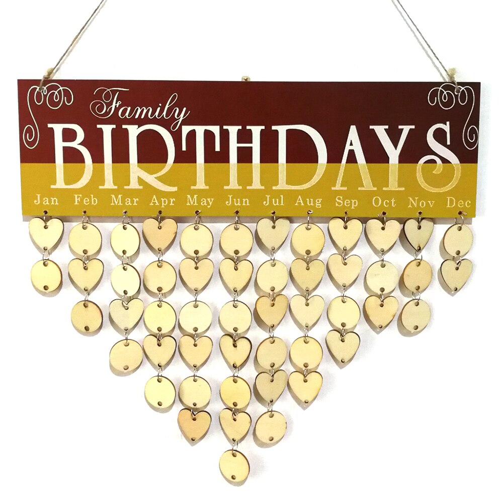 DIY Wood Family Friends Birthday Reminder Special Dates Planner Board Wooden Calendar Home Hanging Decor