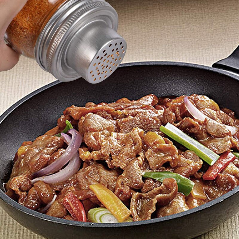 BESTMason Jar Lids,Cocktail Shaker Lid Spice Shaker Lid Salt Pepper Shakers Lids with Silicone Seals for Regular Mouth Mason Jar