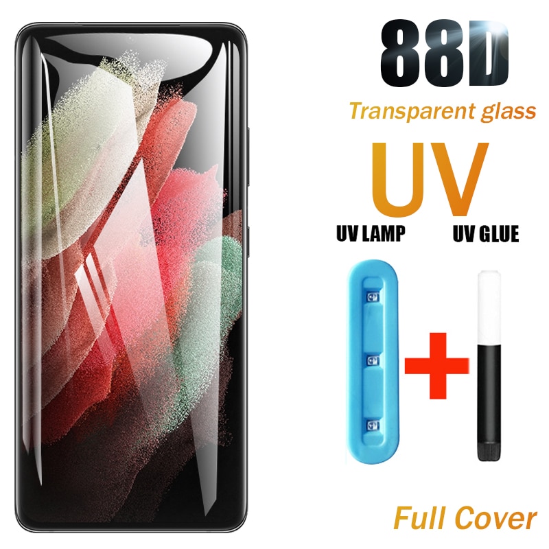 UV Tempered Glass For Samsung Galaxy S10 Plus S20 S21 Glass S8 S9 Screen Protector Note10 S10E S 20 21 5G E Note 8 9 10 Ultra