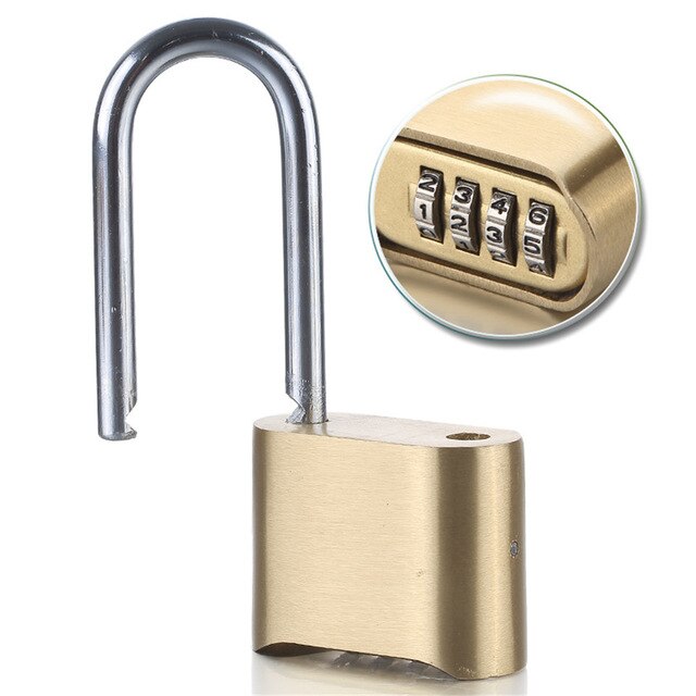 Outdoor Lock No Key 4 Digit Combination Coded Padlock Waterproof Rustproof Brass Big Size Copper For Fence Warehouse Door Locks: 4