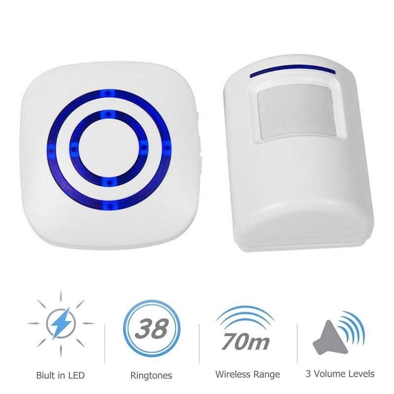 Wireless Motion Sensor Deurbel Led Oprit Alarm Home Security System Deur Chime Draadloze Business Deur Motion Sensor Detector
