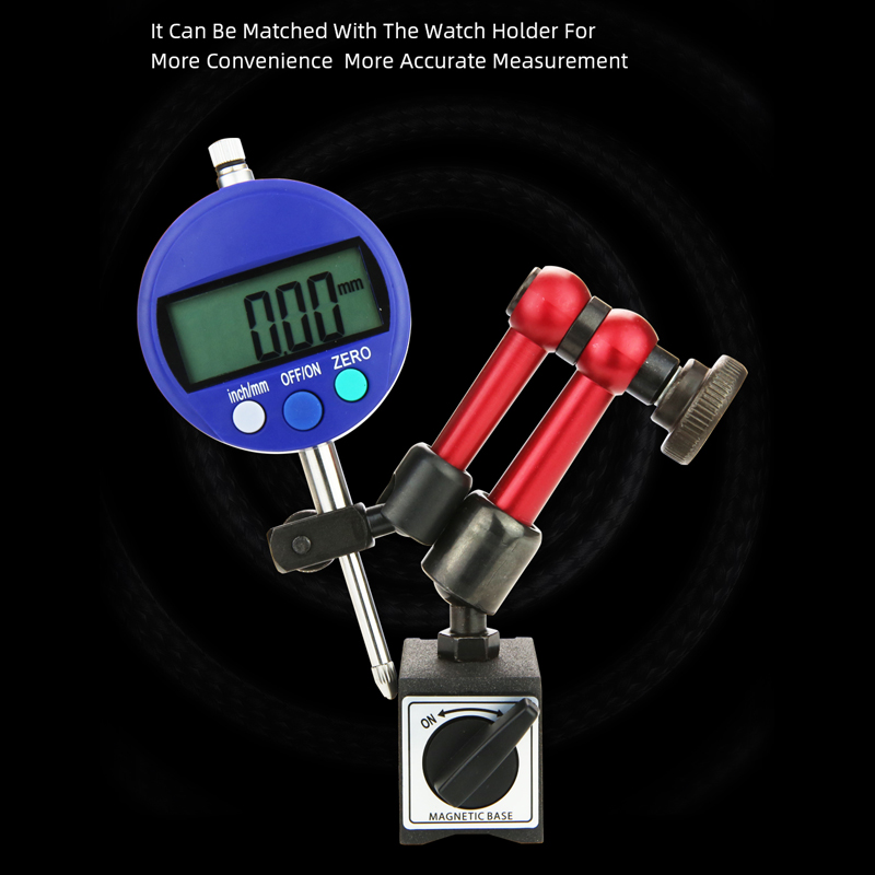 Digital Dial Indicator Electronic Dial Gauge Hour Type Indicator Magnetic Stand Holder Stand Table Scale Measuring Tool 0-12.7mm