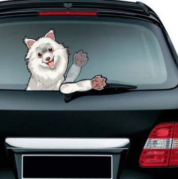Joylive auto ruitenwisser stickers voor autoproducten auto stickers en decals labrador hond zwaaiende ruitenwisser stickers: Witte terriër hond