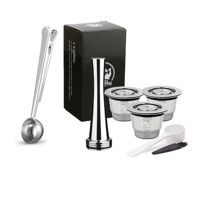 Koffie Capsules Voor Nespresso C30 Hervulbare Crema Espresso Hervulbare Koffie Filter Rvs Herbruikbare Pod: 3Cups 1Tamper 1Spoon