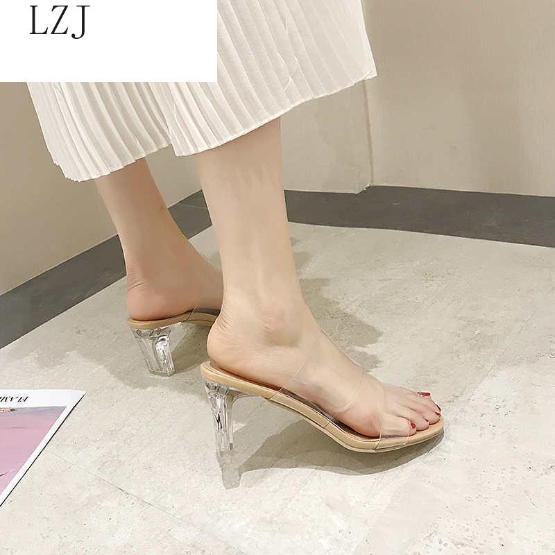 Klare hæle hjemmesko kvinder sandaler sommersko kvinde gennemsigtige høje pumps bryllup jelly buty damskie høje hæle