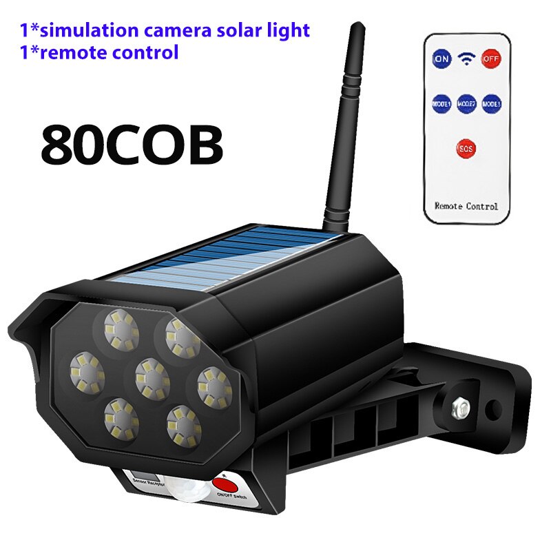 Solar Light Outdoor Simulation Monitor Solar Wall Lamp with Sensor Simulation Infrared Waterproof IP65 Flood Light for Garden: 80 cob