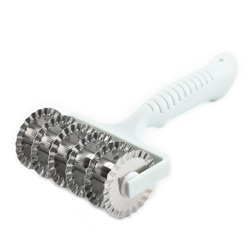 Wavy Rolling Dough Cutter Stainless Steel Pizza Wheel Pasta Cookie Biscuit Scraper Slicer Fondant Cake Mold Baking Pastry Tools: Blue