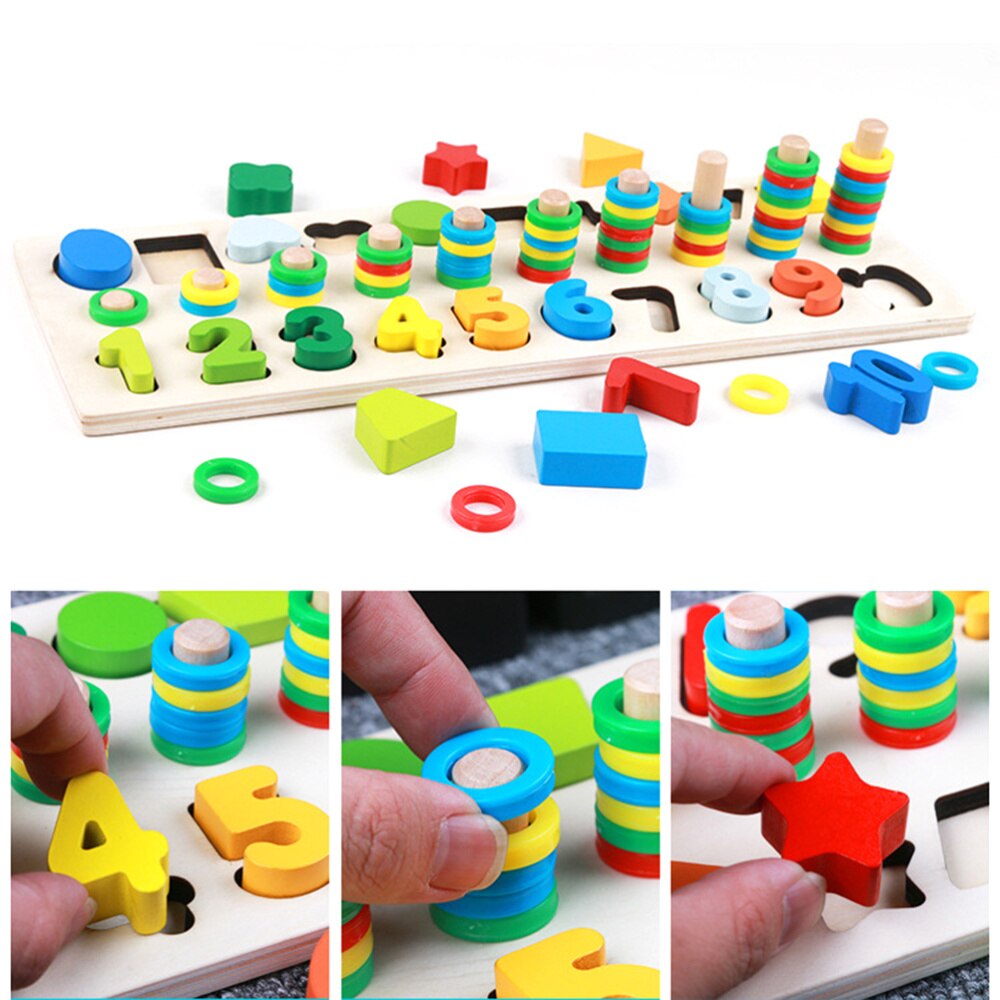 3 In 1 Digitale Vorm Pairing Kleurrijke Math Aantal Hout Board Tellen Tool Voorschoolse Ealry Educatief Voor Kinderen Childre