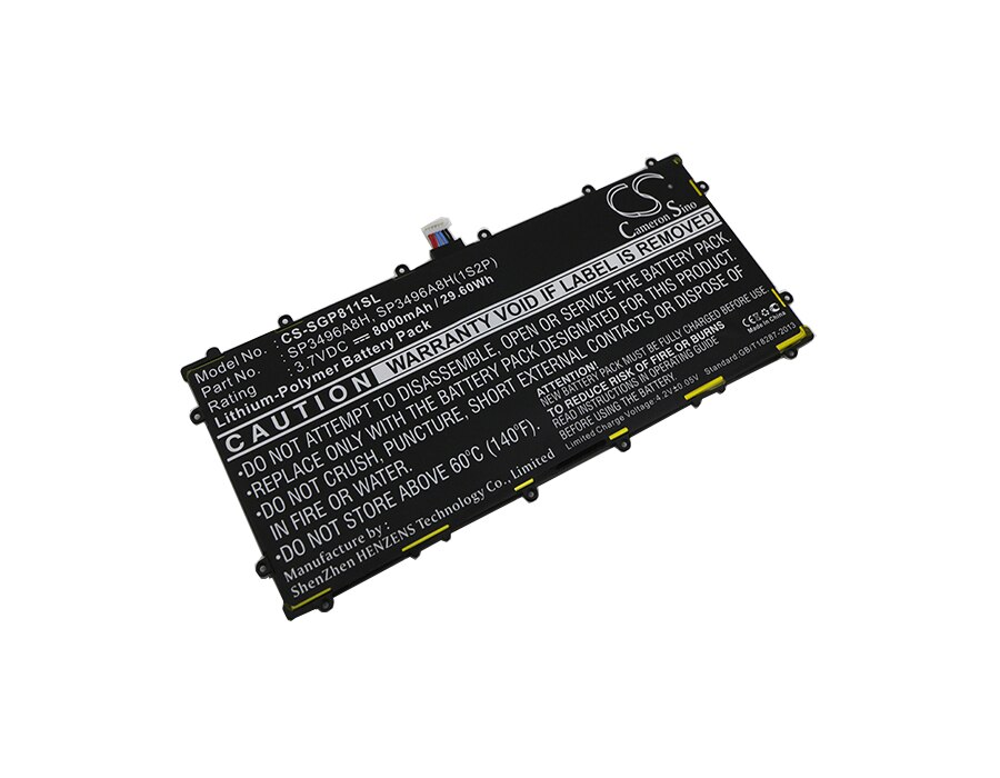 Cameron Sino 8000mAh Batterij SP3496A8H, SP3496A8H (1S2P) voor Samsung GT-P8110, GTP8110-HA32ARB, voor Google Nexus 10