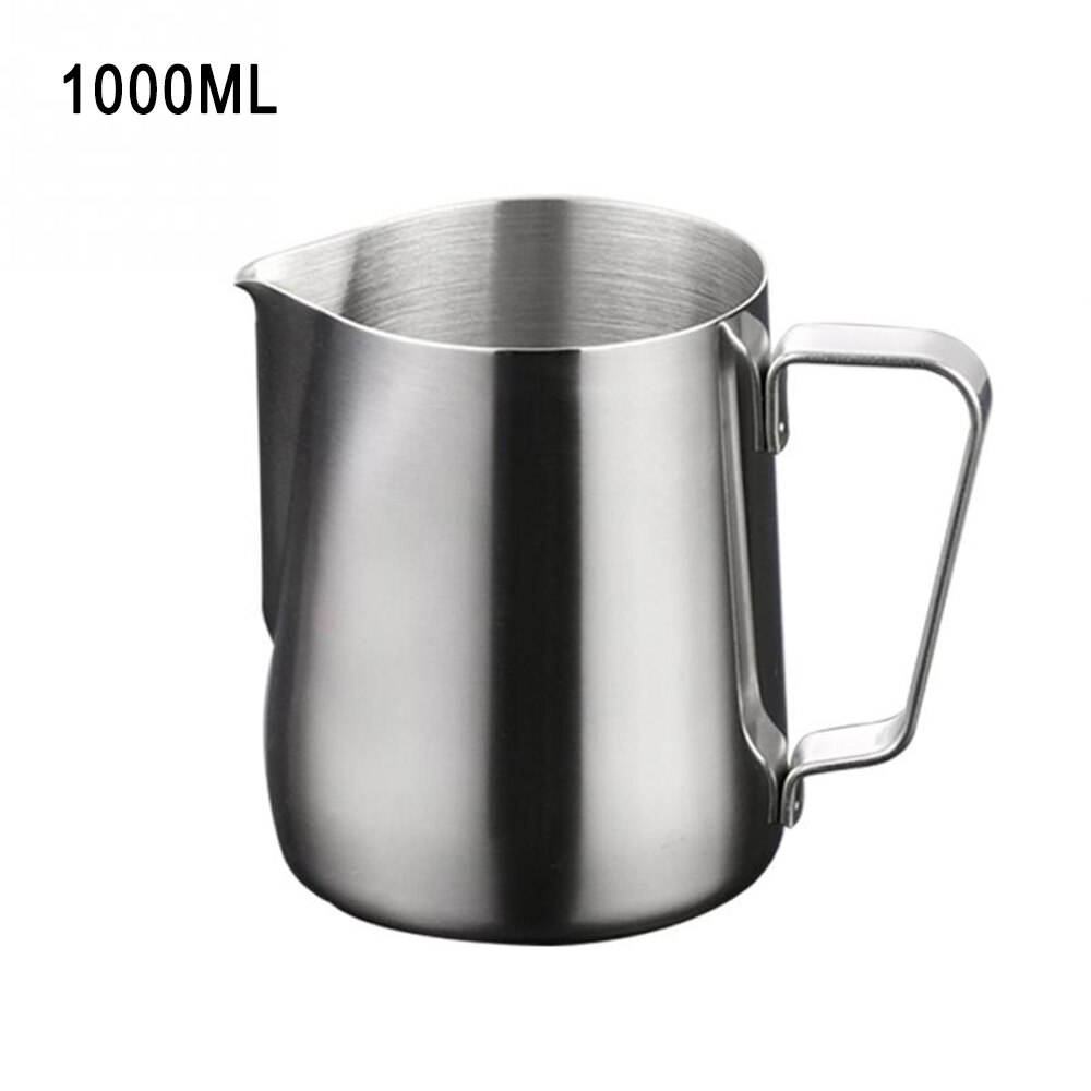 100/350/600ml de aço inoxidável jarro de espuma puxar copo flor café leite canecas espuma leite com escala latte arte cozinha ferramentas: 1000ml