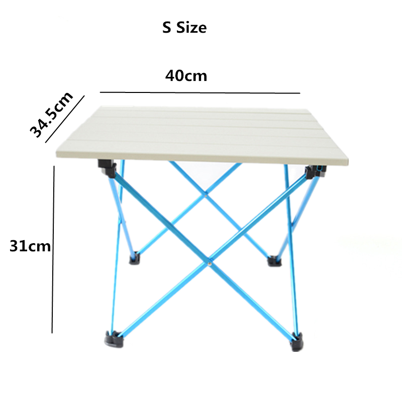 Vilead 2 størrelse aluminiumslegering folde campingbord til picnic fiskeri hkingking rejse bærbar udendørs foldbar camping desk: Hvid s størrelse