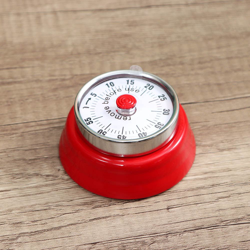 Kitchen Cook Timer Magnet Countdown Timers Manual Magnetic Alarm Stainless Steel Digital Clock Study Minutes Round Reminder: Red