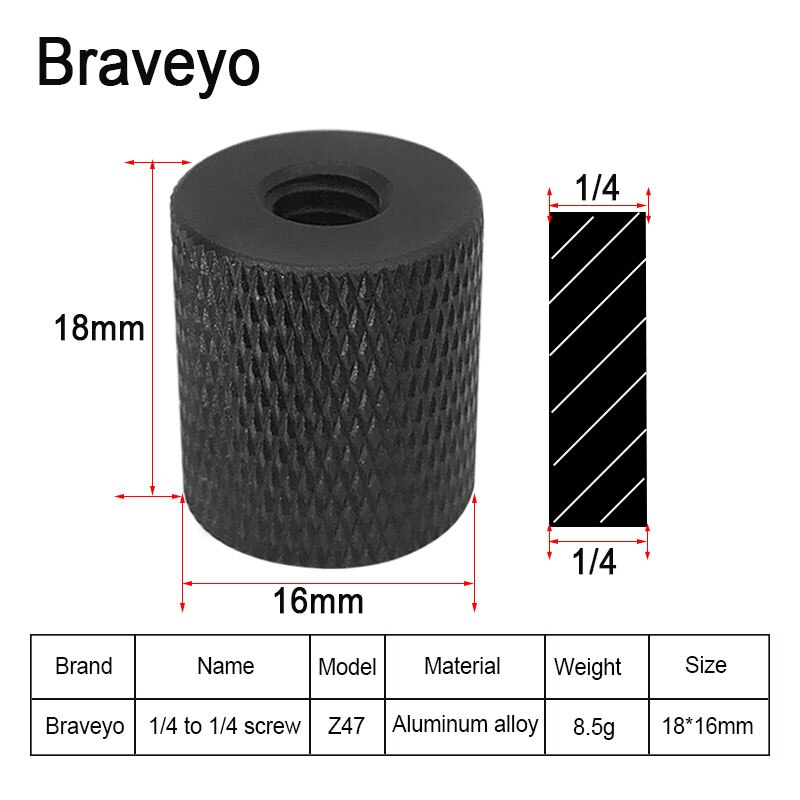 Dubbele Moer Adapter Schroef 1/4 M4 M5 M6 M8 M10 Camera Schroef Statief Balhoofd Monpod Mount Schroef Voor Dslr live Flash Bracket: Z47 1PC