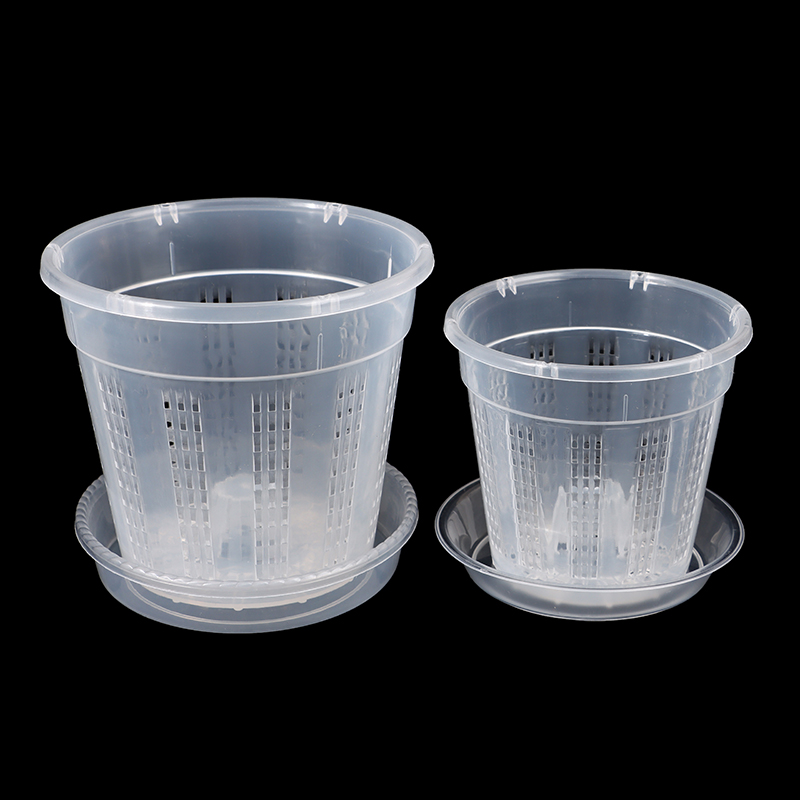 Household Garden Planter Hollow Drainage Pots With Holes Transparent Orchid Baskets Plastic Breathable Flower Pot Accessories