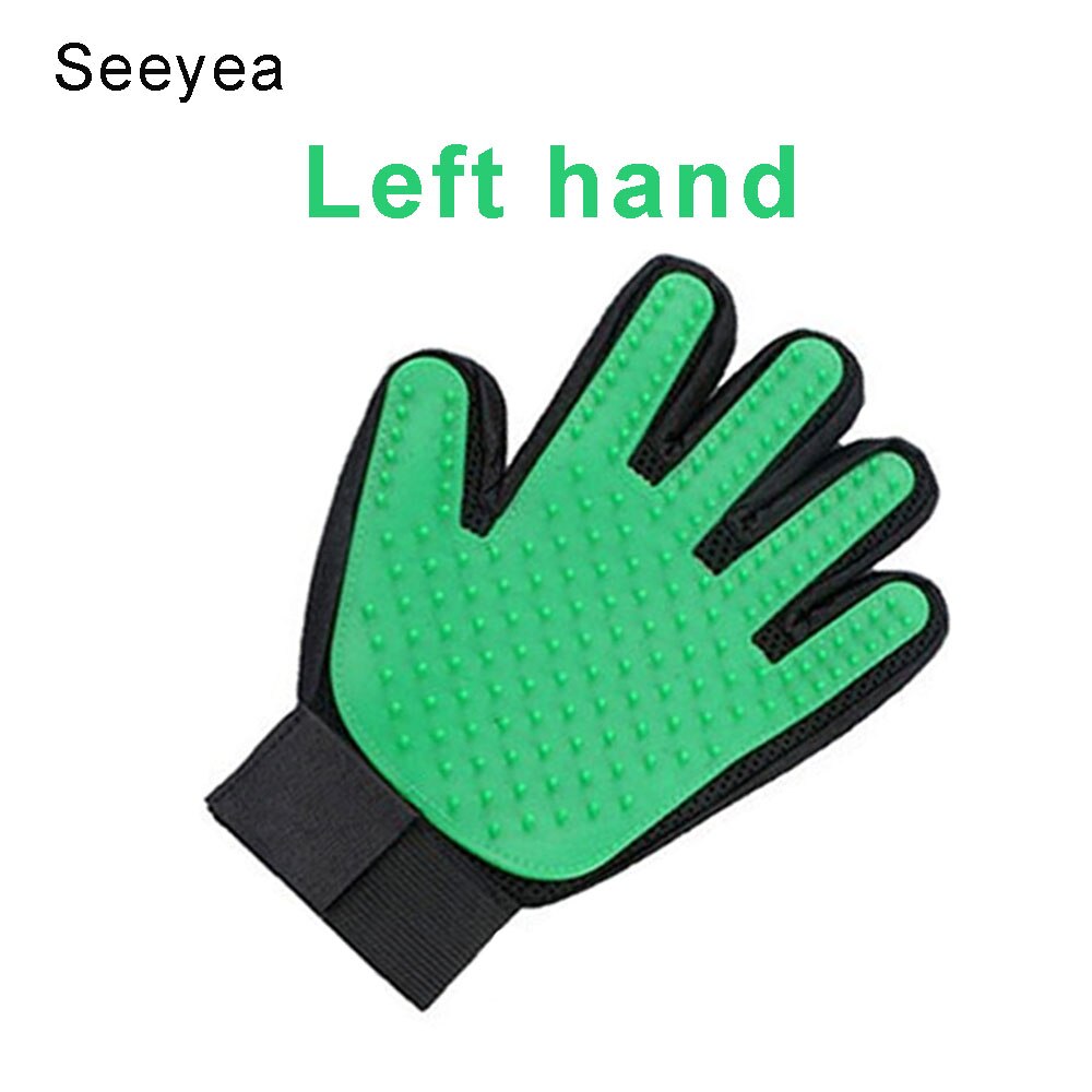 Seeyea-guante de aseo para mascotas, cepillo de silicona para quitar el pelo de gatos, peines de limpieza, guantes de masaje para el cuidado de gatos: Le-Green-Hair Hand