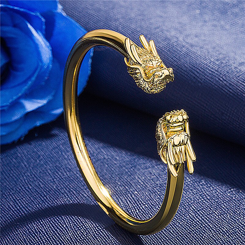 Frauen herren Dominierenden Drachen Kopf Armreif Armbinde Motorrad Party Ebene Armreif Punk Hüfte hüpfen Schmuck Zubehör: Gold-farbe