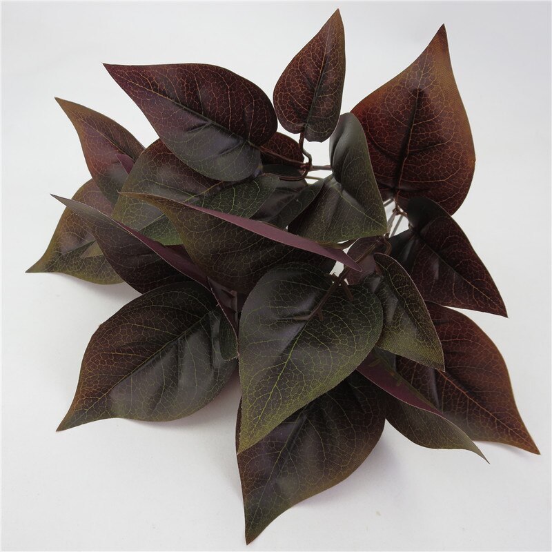 Kunstig ægte touch taro blade lilla plante grøn radise blade blomst hjem grøn væg tilbehør
