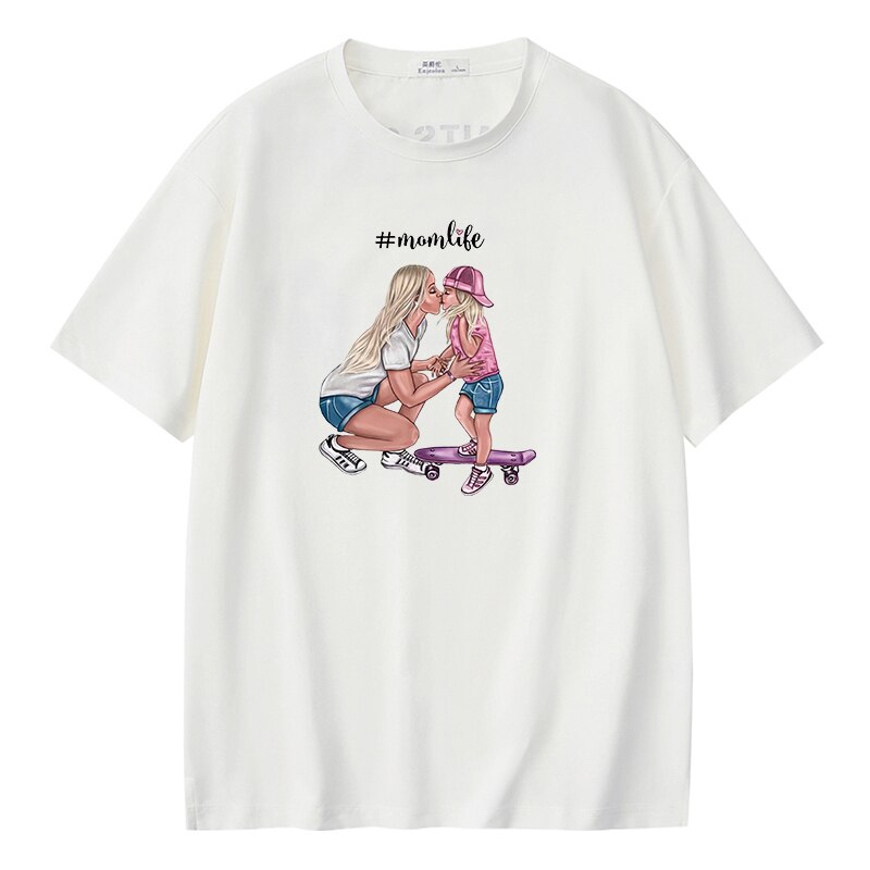 Mor pige varmefølsomme selvklæbende lapper gør-det-selv t-shirt strygelapper varmeoverførsel til pige mor skateboard badge på tøj