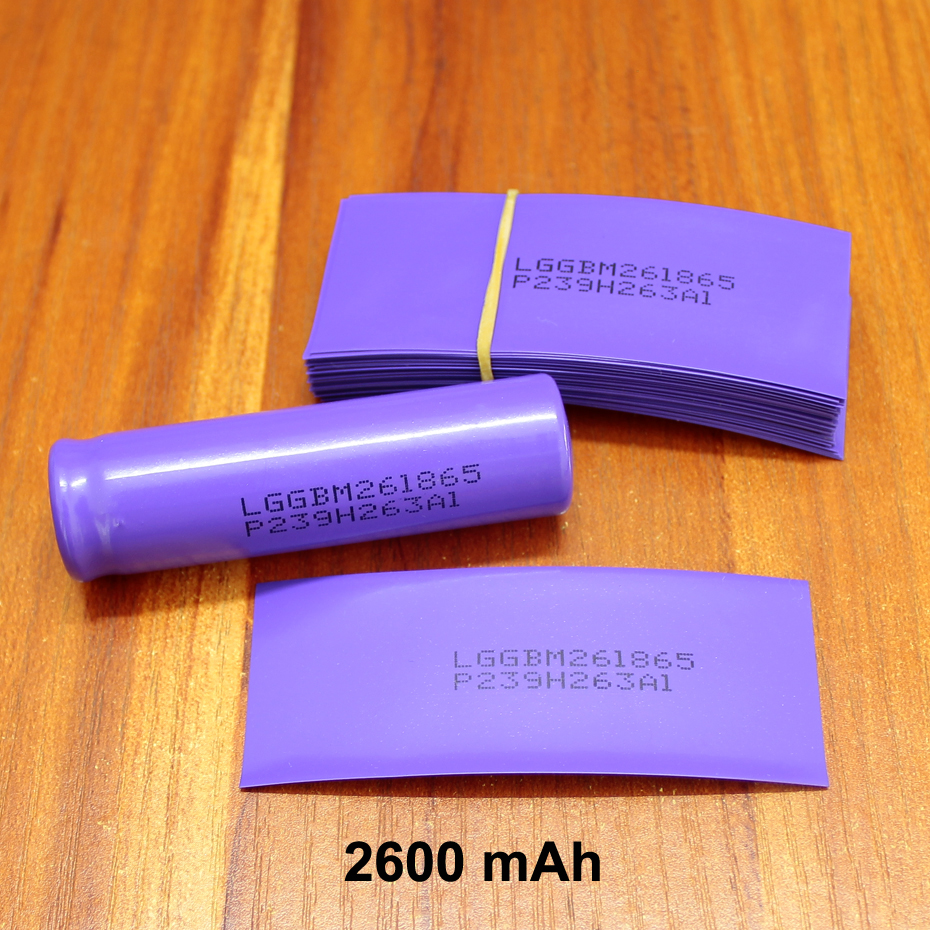 100 stks/partij lithiumbatterij PVC plastic krimpen mouw 18650 batterij speciale krimpkous isolatie behuizing film 2600 MAH