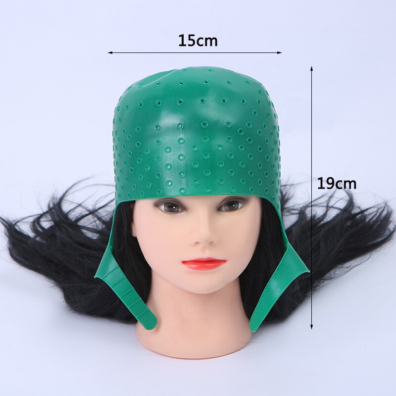 Salon Dye Silicone Cap + Hook Silicone Hair Highlights Cap Needle Reusable Hair Coloring Cap Hair Dye Hat Hairstyling Tool: green with hook