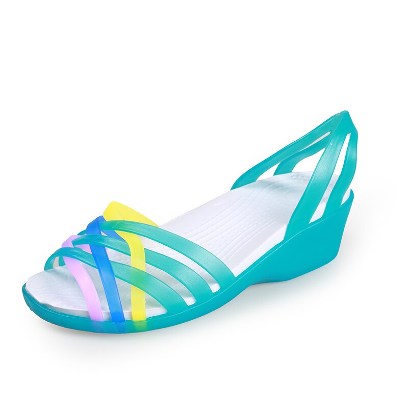 Wedges Sandals Women Crocks Summer Beach Slipper Crok Rubber Clogs Jelly Crocse Hole Shoes Woman Sandal Slippers Sandalias: blue / 36