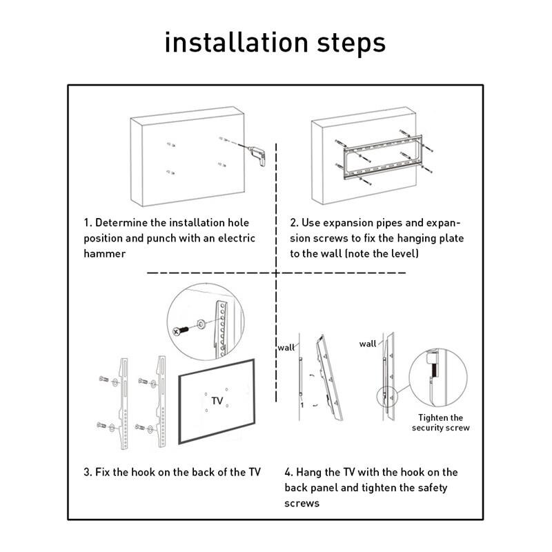 Universal TV Wall Mount Bracket Plasma Flat Panel Display Hanger Holder Rack Stand For 26inch to 55inch 30kg LED LCD TV