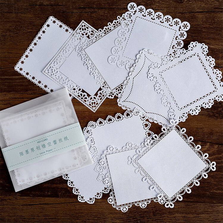 10 pcs White Lace Paper Loose Leaf Bullet Journaling handmade Homemade Lace Memo Pads Background paper Scrapbooking material: 5