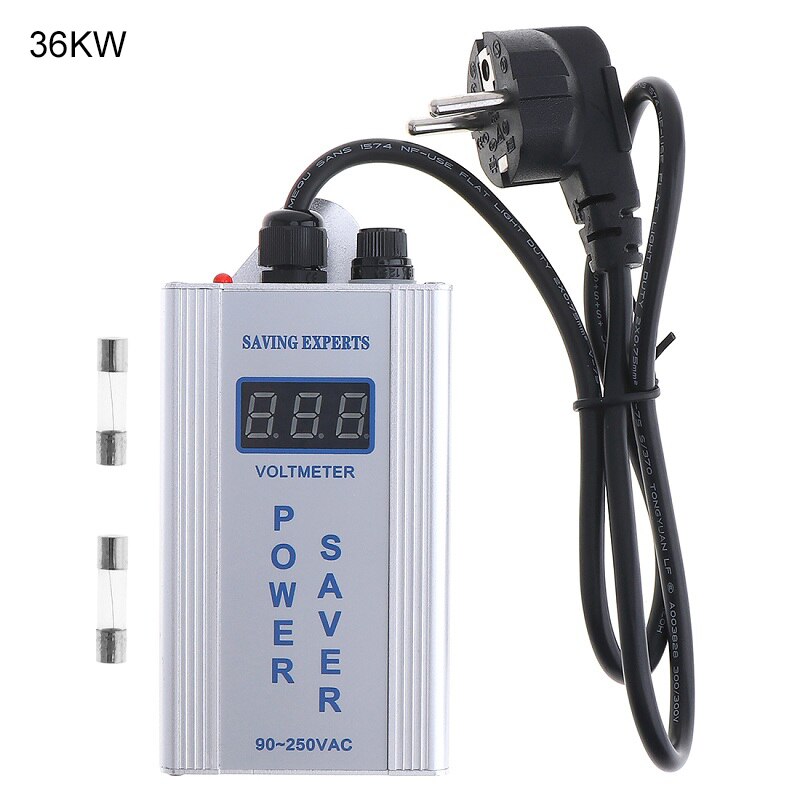 Intelligent Energy Saver 90-265V 50KW Power Electricity Saving Box EU/US Plug Factor Electricity Bill Killer Up To 35% for Home: EU Plug / Sliver 36KW