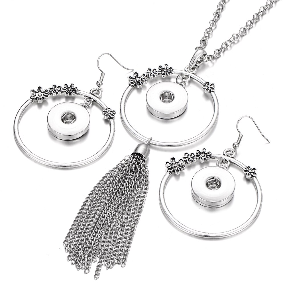 Boutons pression ensemble de bijoux paramètres cristal 12mm 18mm collier pression et 12mm boucles d'oreilles pression pour les femmes bouton pression boucles d'oreilles pendentif collier: 14