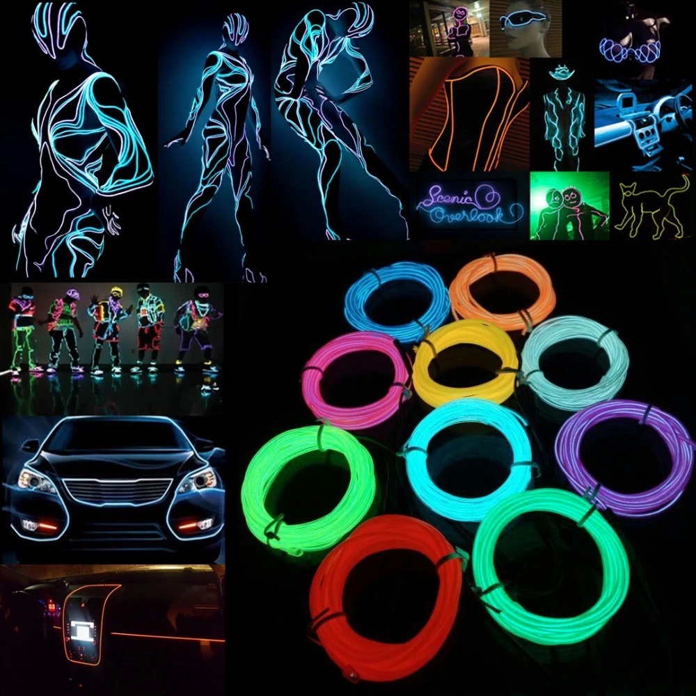 Luz de neón Flexible de 1M/3M/5M/10M, cable EL Led neón para de baile, decoración de ambiente, lámpara RopeTube, tira Led Multicolor impermeable