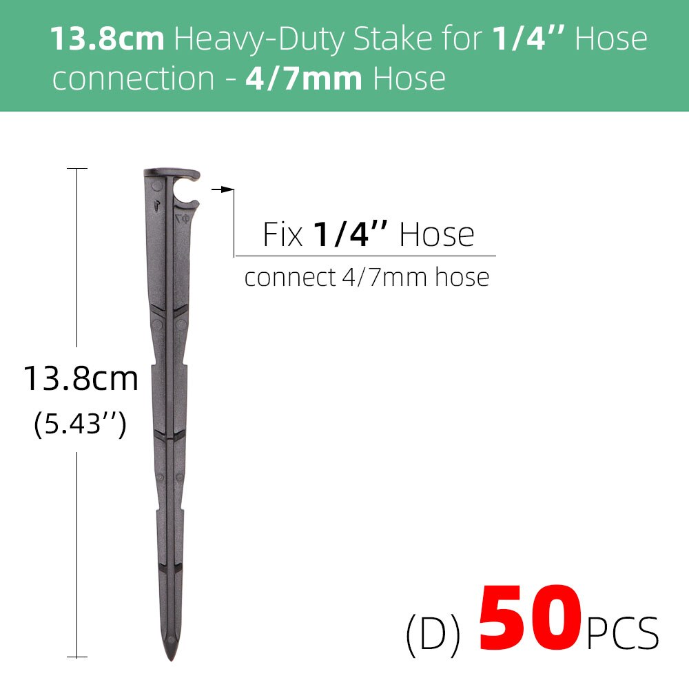RBCFHI-estacas fijas de 1/4 '', 3/8'', 16MM, 20MM para manguera de PVC PE de 4/7mm, 8/11mm, estacas de anclaje de retención de riego por microgoteo: Dx50pcs