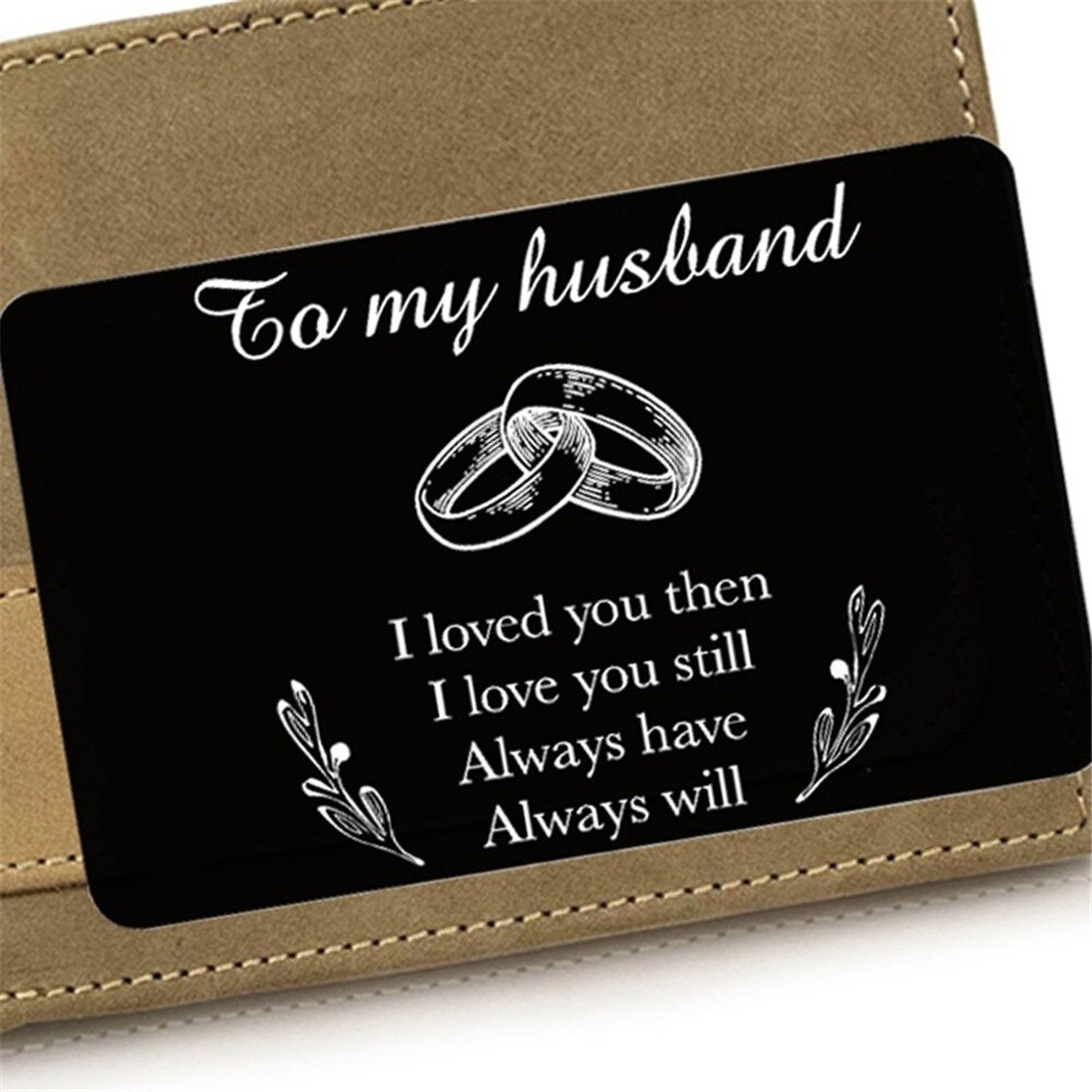 Engraved Wallet Card Wallet insert Love Note to husband Lettering greeting card Valentines day for husband