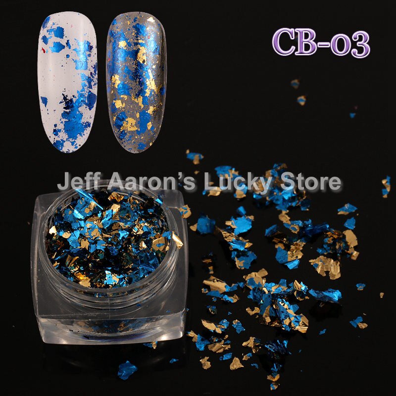 Glitter nagelfolie goud zilver decal pailletten platina papier metaal manicure nagelkunst decoratie benodigdheden gereedschap 10 kleuren beschikbaar: Cb03