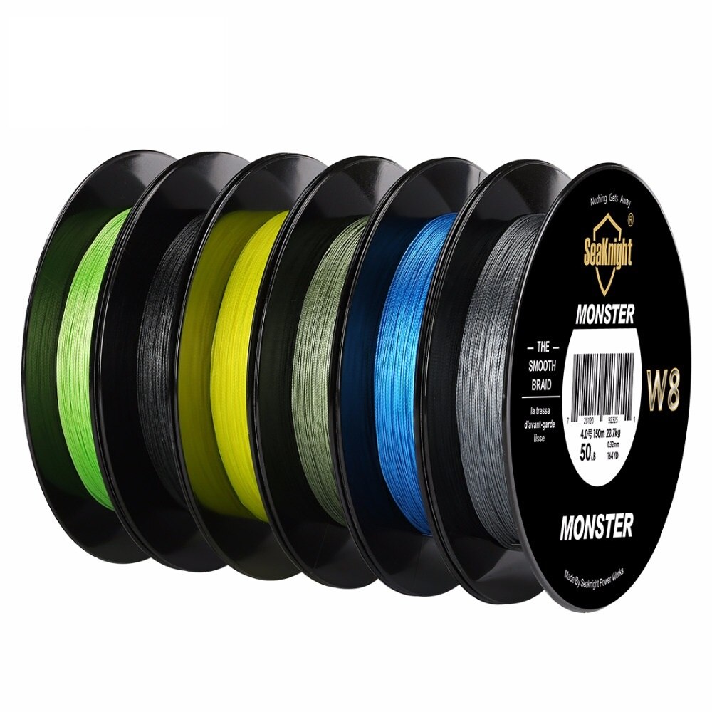 Monster- W8 150 Mt Geflochtene Angelschnur 8 Stränge Spinnt Super Dünne 0,8 # PE Multifilament Schwimmleine 15LB 6,8 KG 0,14mm