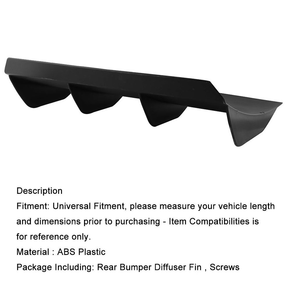 Car Bumper ABS Black Universal Rear Bumper 4 Fins Curved Diffuser Fin Rear Bumper Universal Rear Bumper