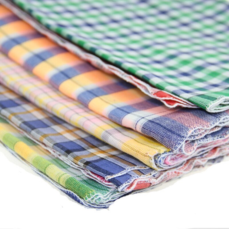 12Pcs Womens Ladies Handkerchiefs 100% Cotton Soft Plaid Handkerchiefs Mixed Color Pocket Hanky BBB1062