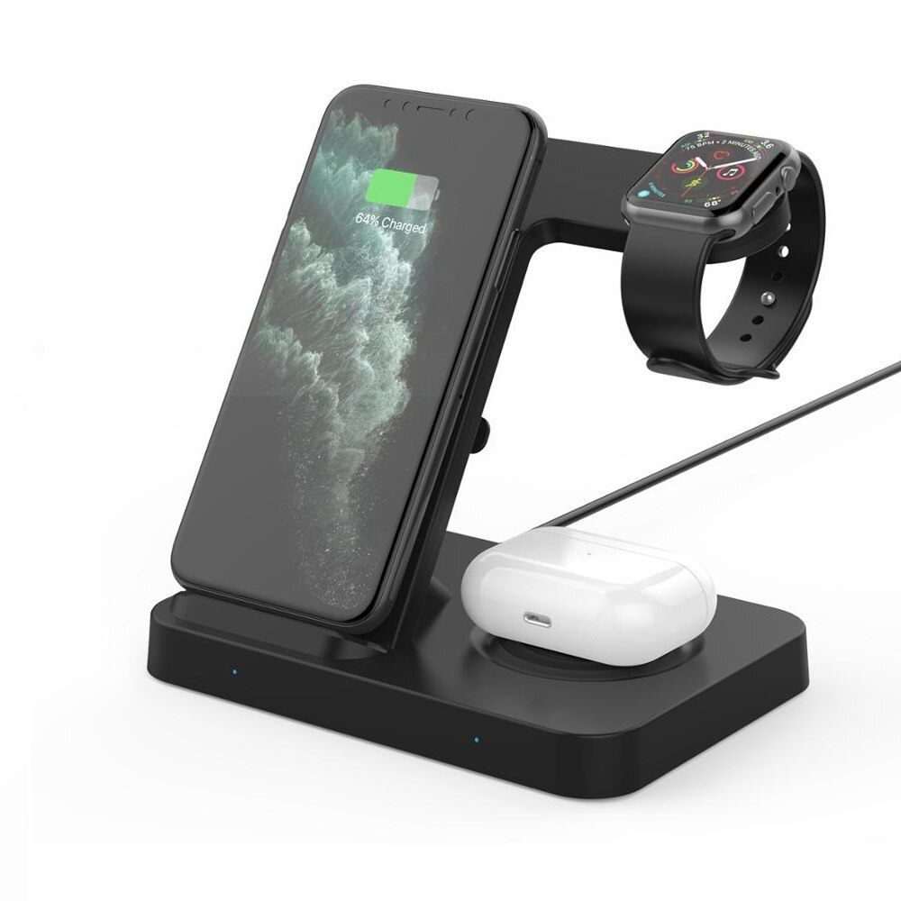 15W Qi Wireless Charger Stand for iPhone 11 X XS XR 8 Fast Charging 3 in 1 Docking Station For AirPods Pro Apple Watch Charger: 15W Max