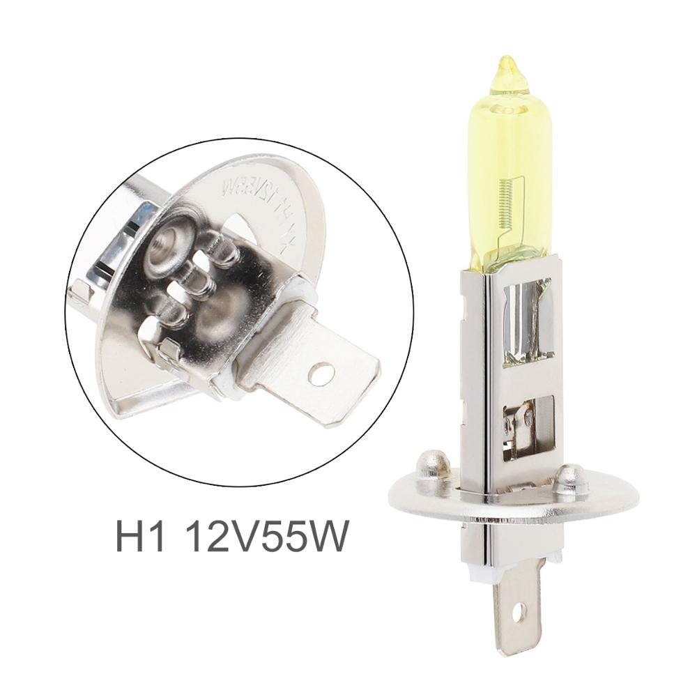 H1 Halogeen Lamp 12V H1 55W 2500K Geel Licht Super Bright Auto Xenon Halogeen Lamp Auto Voorkant koplamp Fog Lamp Voor Auto Voertuig